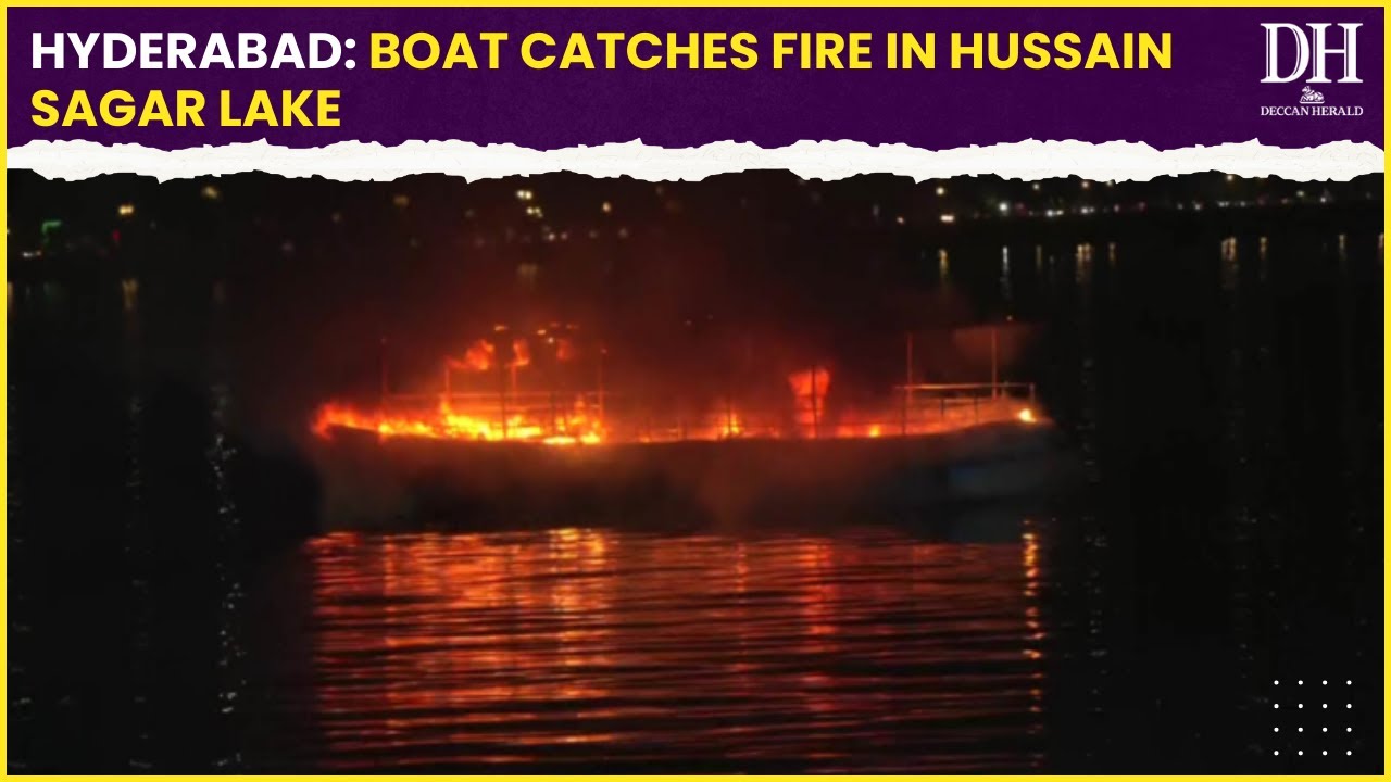Hyderabad: Boat catches fire in Hussain Sagar Lake