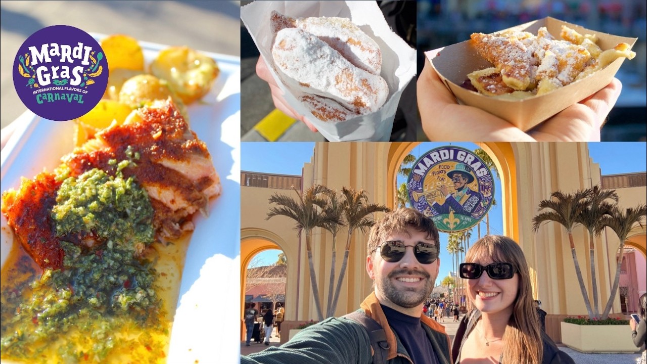 Вкуснейший лосось и угощения на Universal Mardi Gras 2026 | День открытия, магазин сувениров и парад