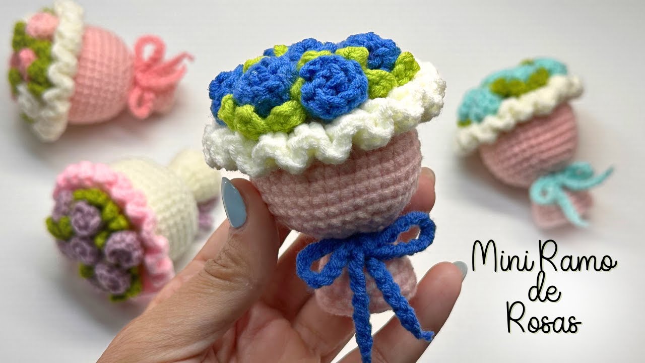 Mini Ramo de Rosas Tejido a Crochet💚Mayelin Ros