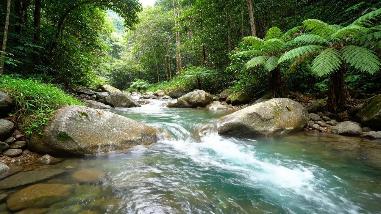 Pure Calm – Beautiful Enchanted Water River Sound in Jungle Creek – Relax Thoughts