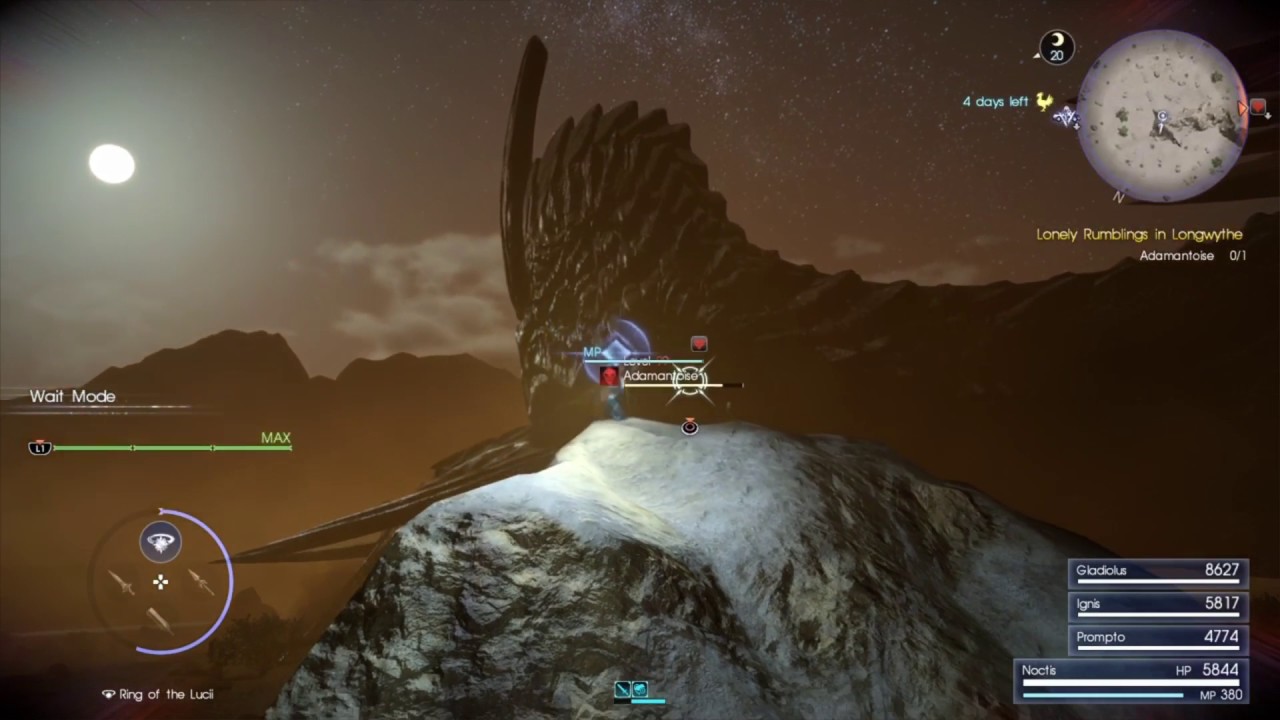 FINAL FANTASY XV Adamantoise kill via RING OF LUCII DEATH SPELL