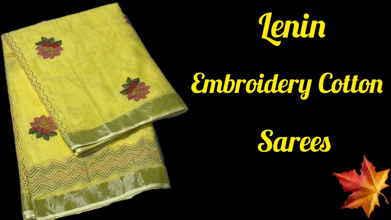 Pure Linen Embroidery Cotton Sarees | New Collection Part 5 | Free Shipping Pan-India