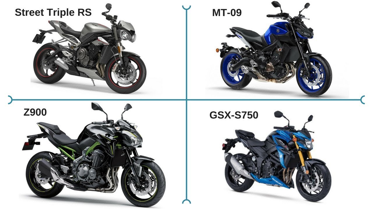 Street Triple RS против MT-09 против Z900 против GSX-S750 | Сравнение и обзор четырех моделей!