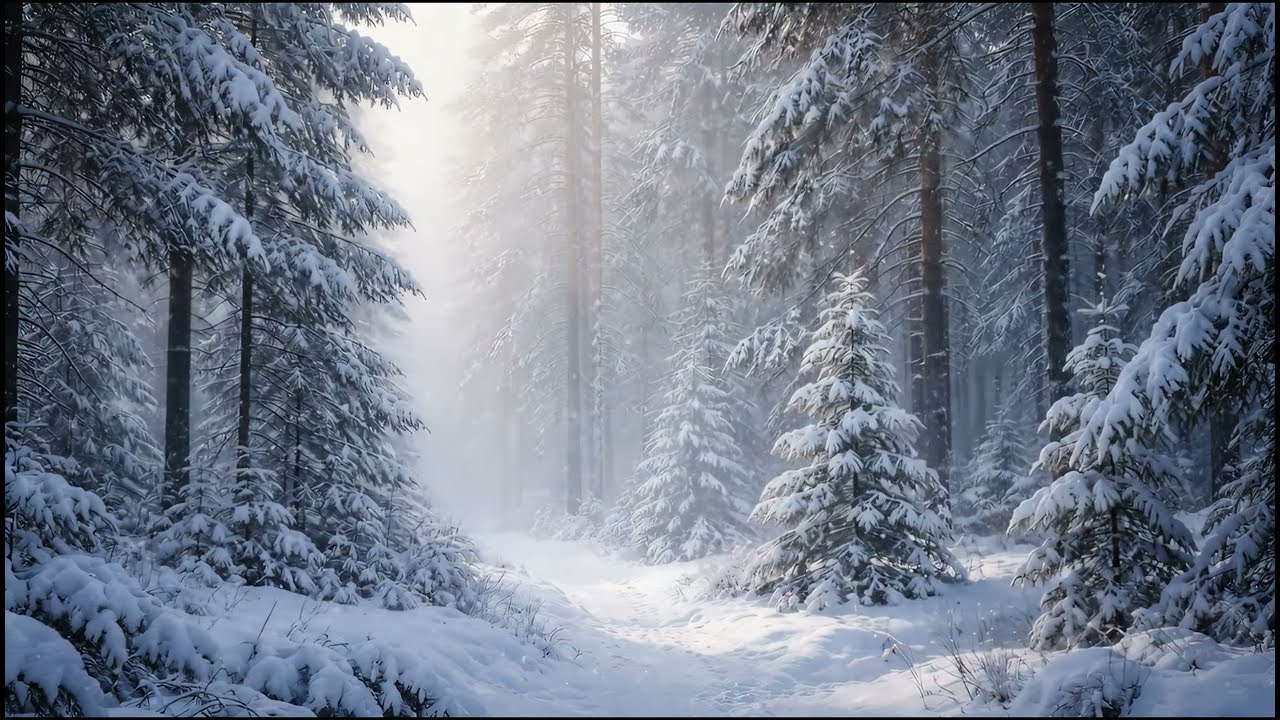Frozen Forest Soundscape | Quiet Snowfall & Whispering Wind | Rest • Relax • Recharge