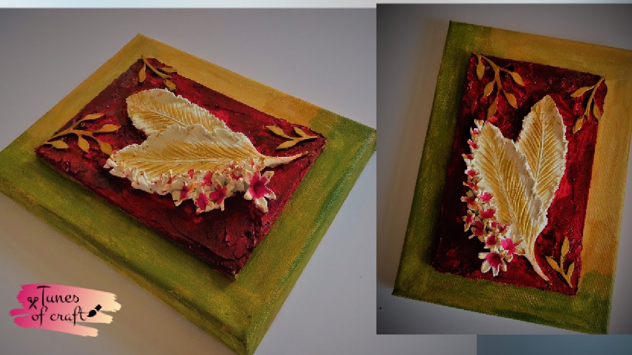 Stunning wall hanging idea on canvas | clay art painting | wall decor | home decor | Air dry clay