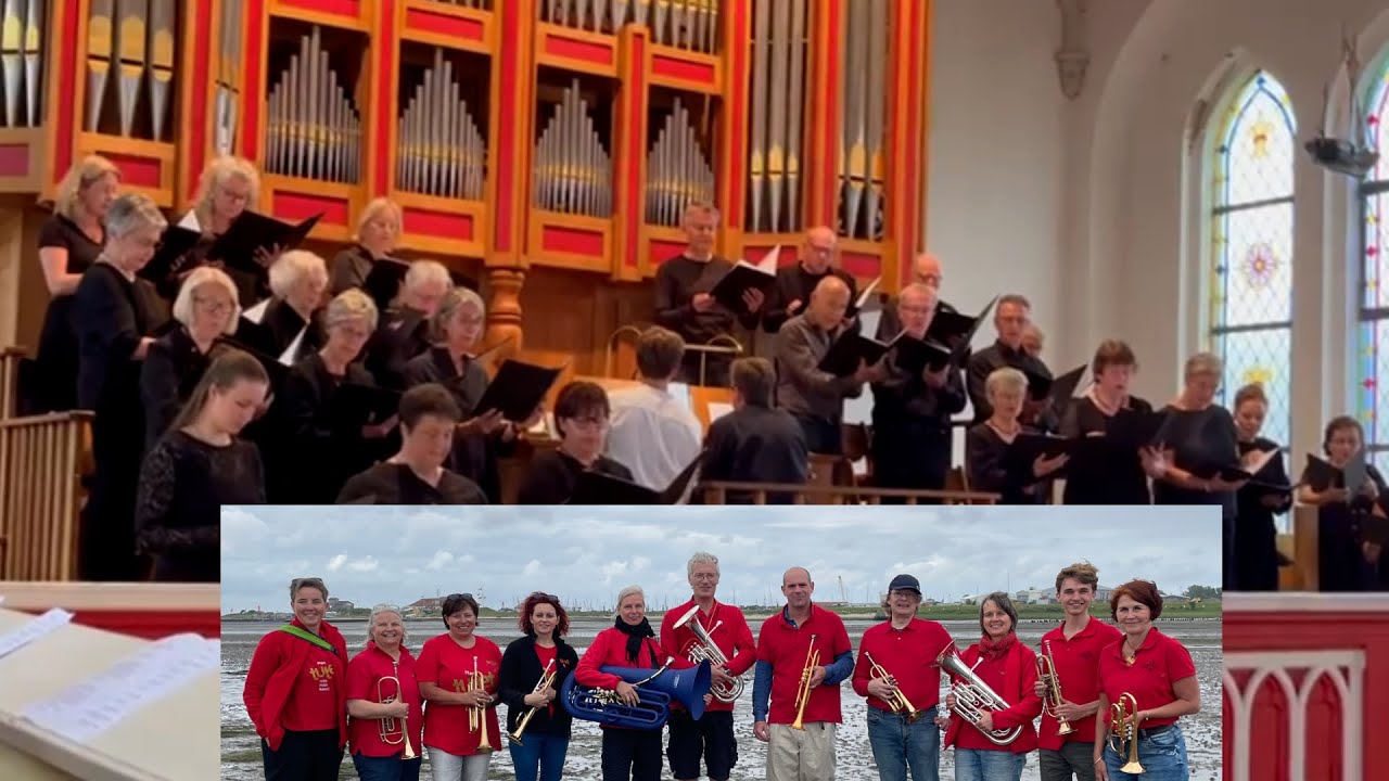 Kantorei in der Kirche und der Posaunenchor im Watt