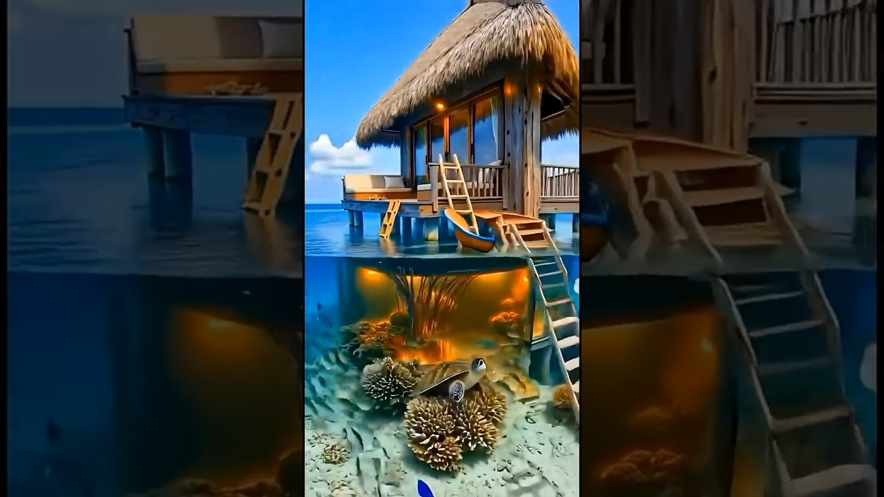 Underwater Glass Villa Construction &mdash; Maldives Coral Reef 🌊 #shorts