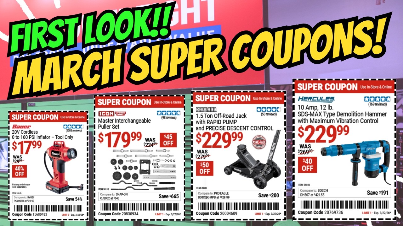 Harbor Freight MARCH SUPER COUPONS!! #harborfreight #harbro #automobile #diy