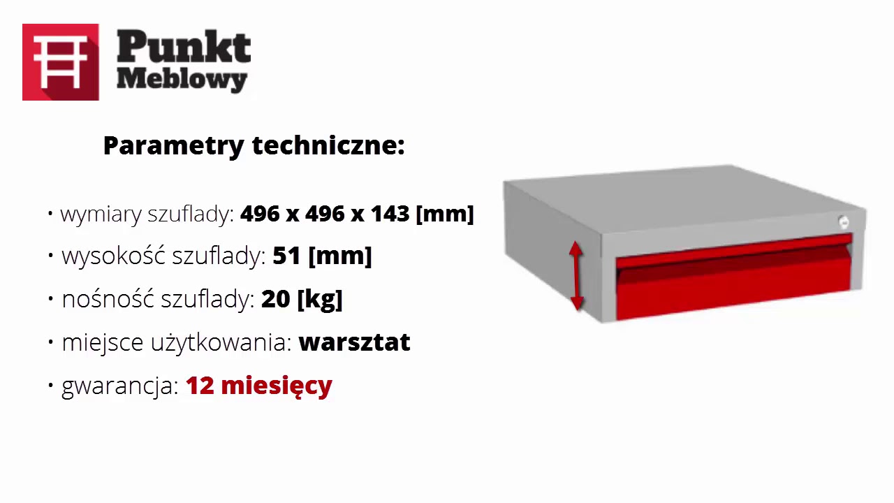 Metalowa szuflada warsztatowa niska z zamkiem producenta RA Construction