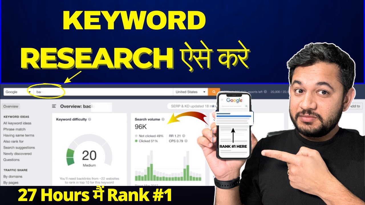 5 SECRETS Keyword Research कैसे करे वो भी 7 Minutes मैं |How to Do keyword research for SEO