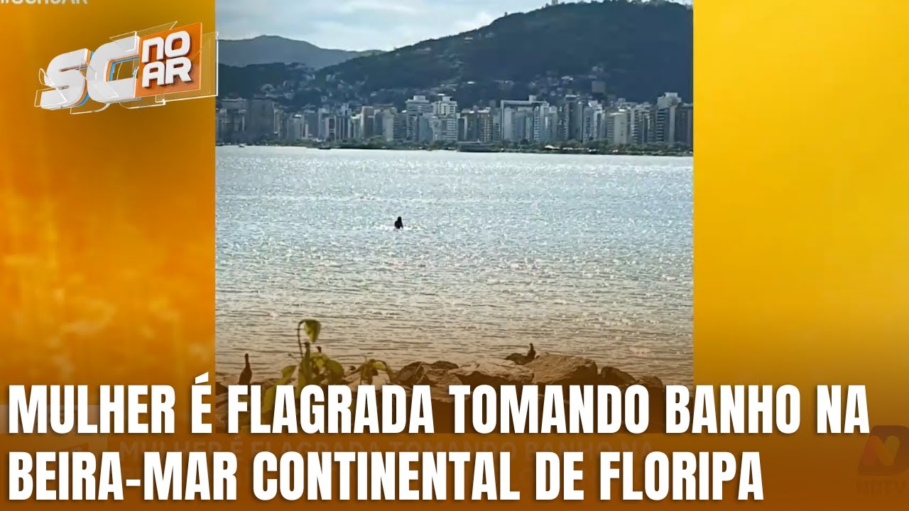 Mulher é vista tomando banho na Beira-Mar Continental de Florianópolis
