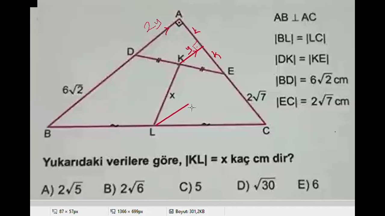 dik üçgende orta taban sorusu