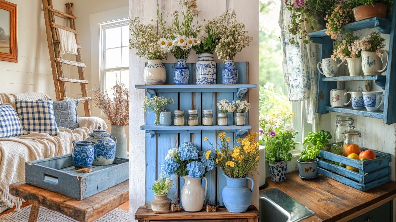 BLUE RUSTIC Spring Decor: Styling Repurposed DIY Finds for a Vintage Farmhouse Look HOME DECOR IDEAS