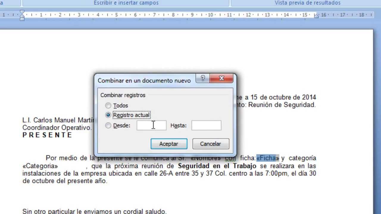 Como crear varias cartas en Word en poco tiempo