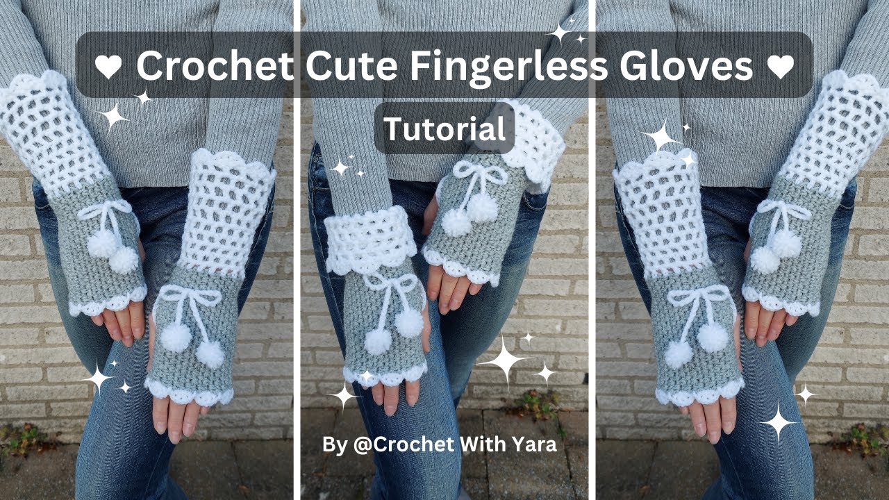 How to Crochet Cute Fingerless Gloves Tutorial 🧤❄️ | Crochet & Yara