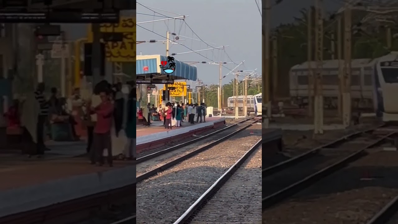 vandhe bharat express arriving @bapatla station #indianrailways