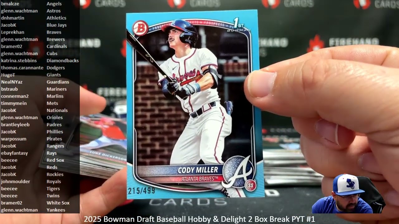 1/28/2026 2025 Bowman Draft Baseball Hobby & Delight 2 Box Break PYT #1