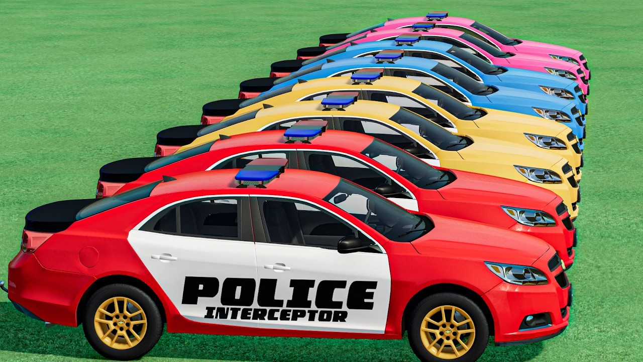 TRANSPORTING MEGA ALL COLORED POLICE CARS WITH BIG TRUCKS! Farming Simulator 22