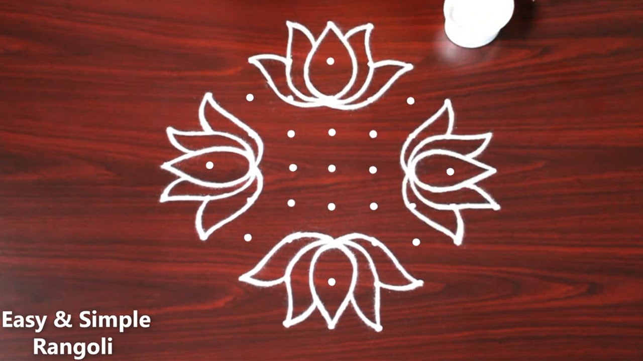 Easy and Unique Rangoli Designs | Easy Rangoli with 9X3 dots | Simple Apartment Kolam Designs