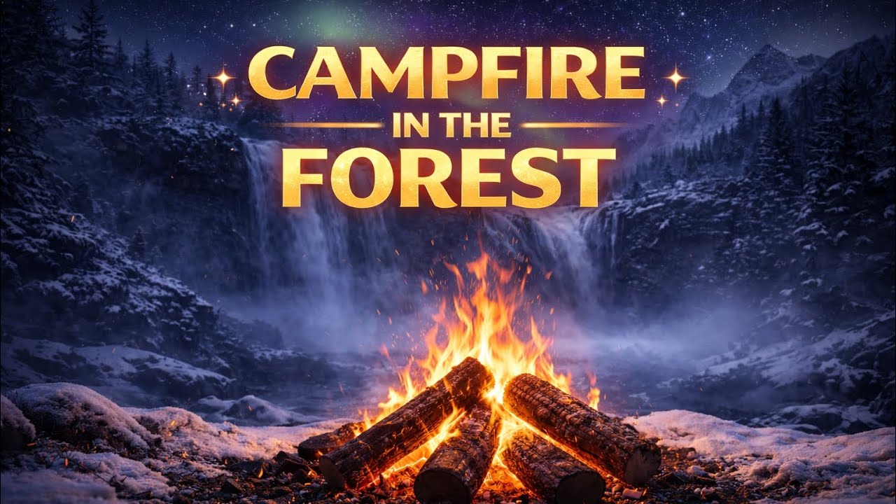 🔥🌲 Campfire in the Forest | Winter Night Relaxation ❄️✨