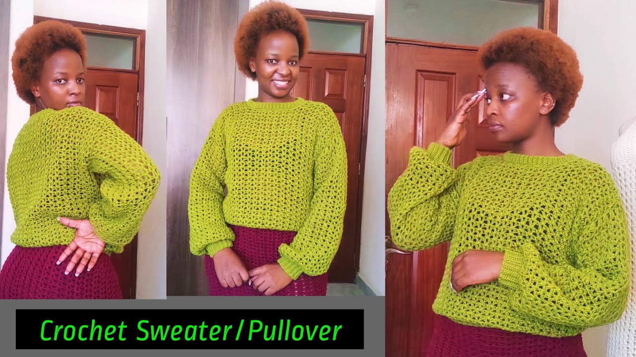 Crochet Simple V-Stitch Sweater Top//Crochet Pullover