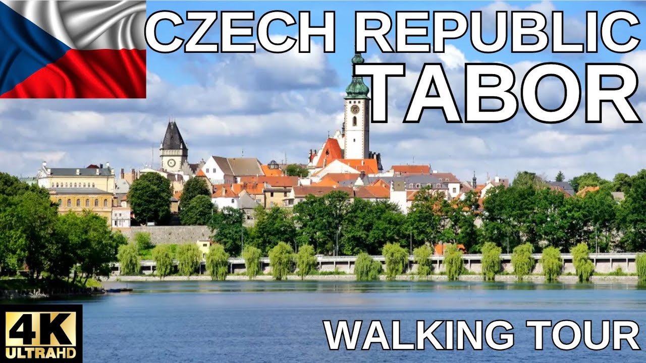 Tabor, Czech Republic 4K - City Center and Lake Walking Tour - With Subtitles
