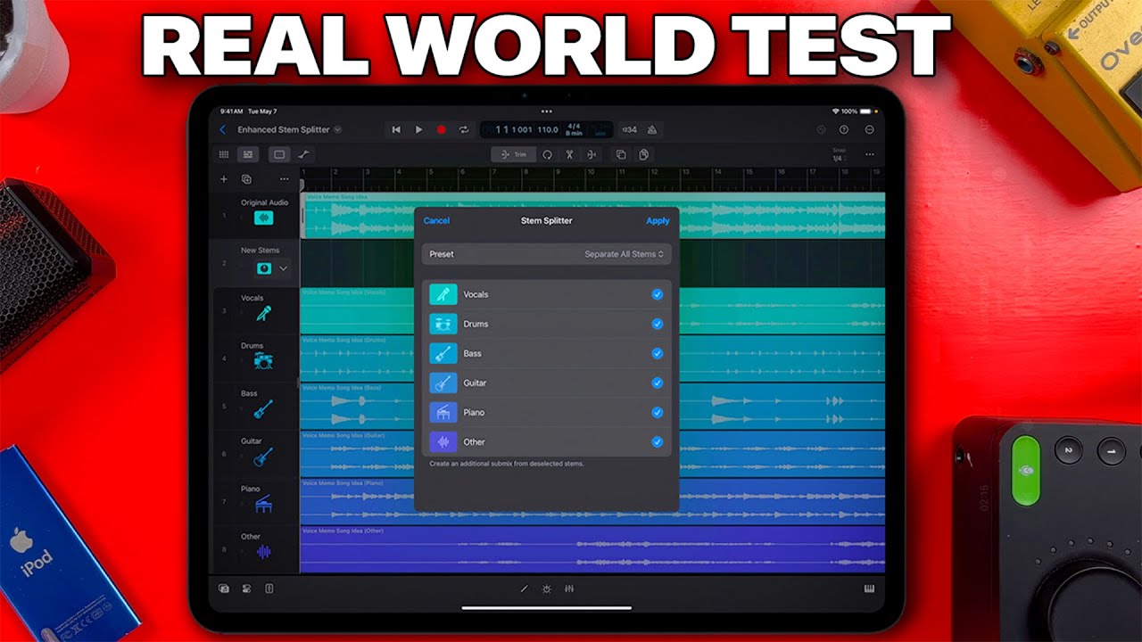 Я протестировал функцию разделения дорожек (Stem Splitter) в Logic Pro для iPad на некачественных...