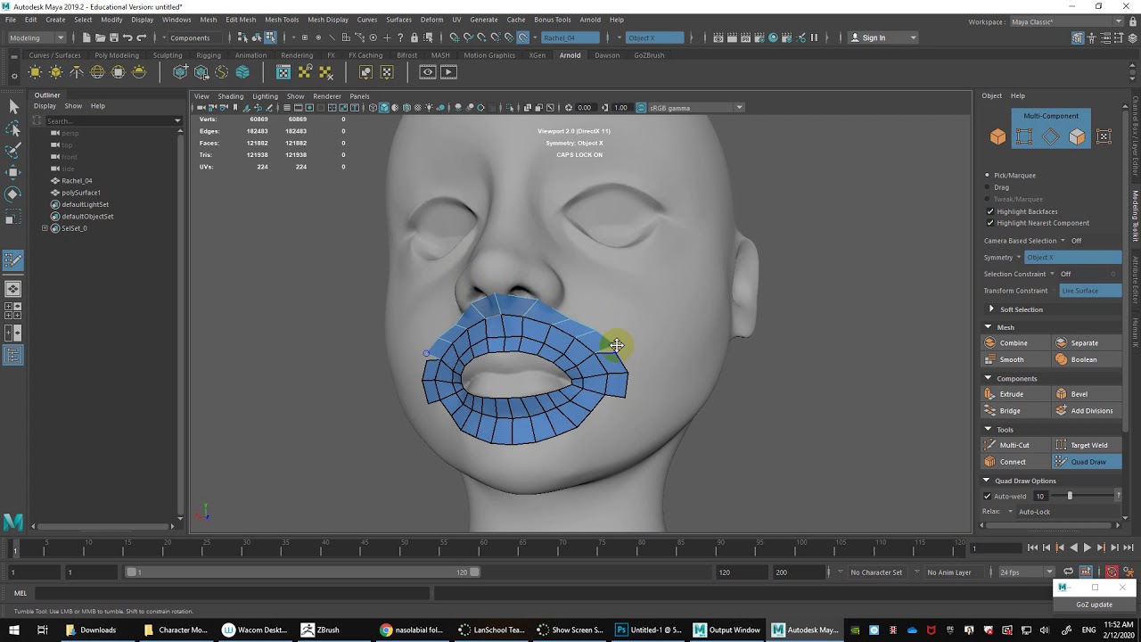 Face Topology with Maya Quad Draw