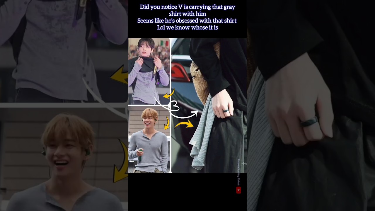 Did you notice V is carrying that gray shirt  👀😍he seems to have a special liking for it 🤧#taekook