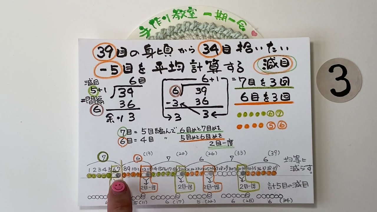 棒針23.身頃⇔裾のゴム編みを均等に拾う為の平均計算・編み方　2021年7月25日