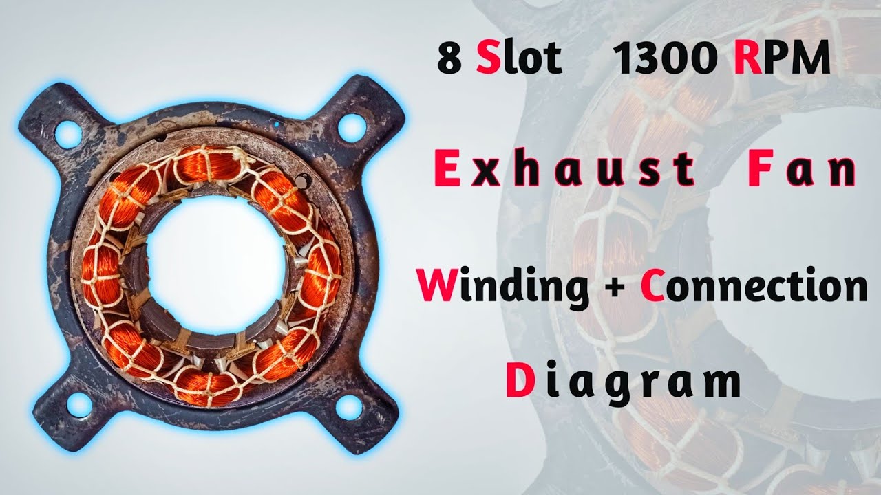 Exhaust Fan Winding | 8 Slot Exhaust Fan Winding | Exhaust Fan Winding Data + Connection + Diagram
