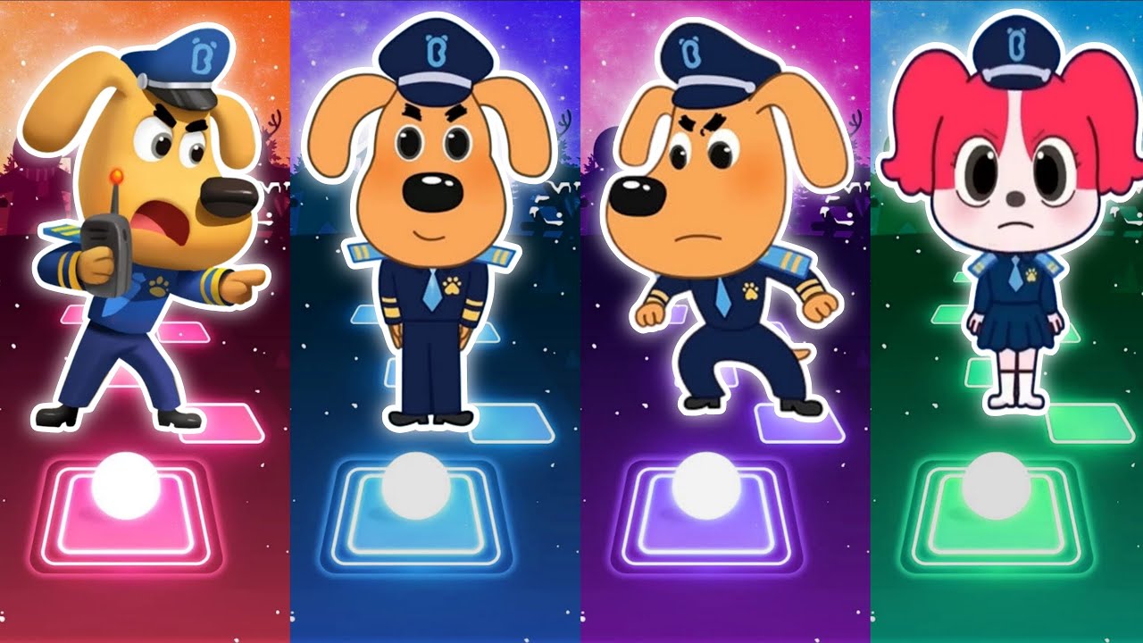 Sheriff Labrador 🆚 Sheriff Papillon 🆚 Police Officer 🆚 Sheriff | Tiles Hop EDM Rush. 