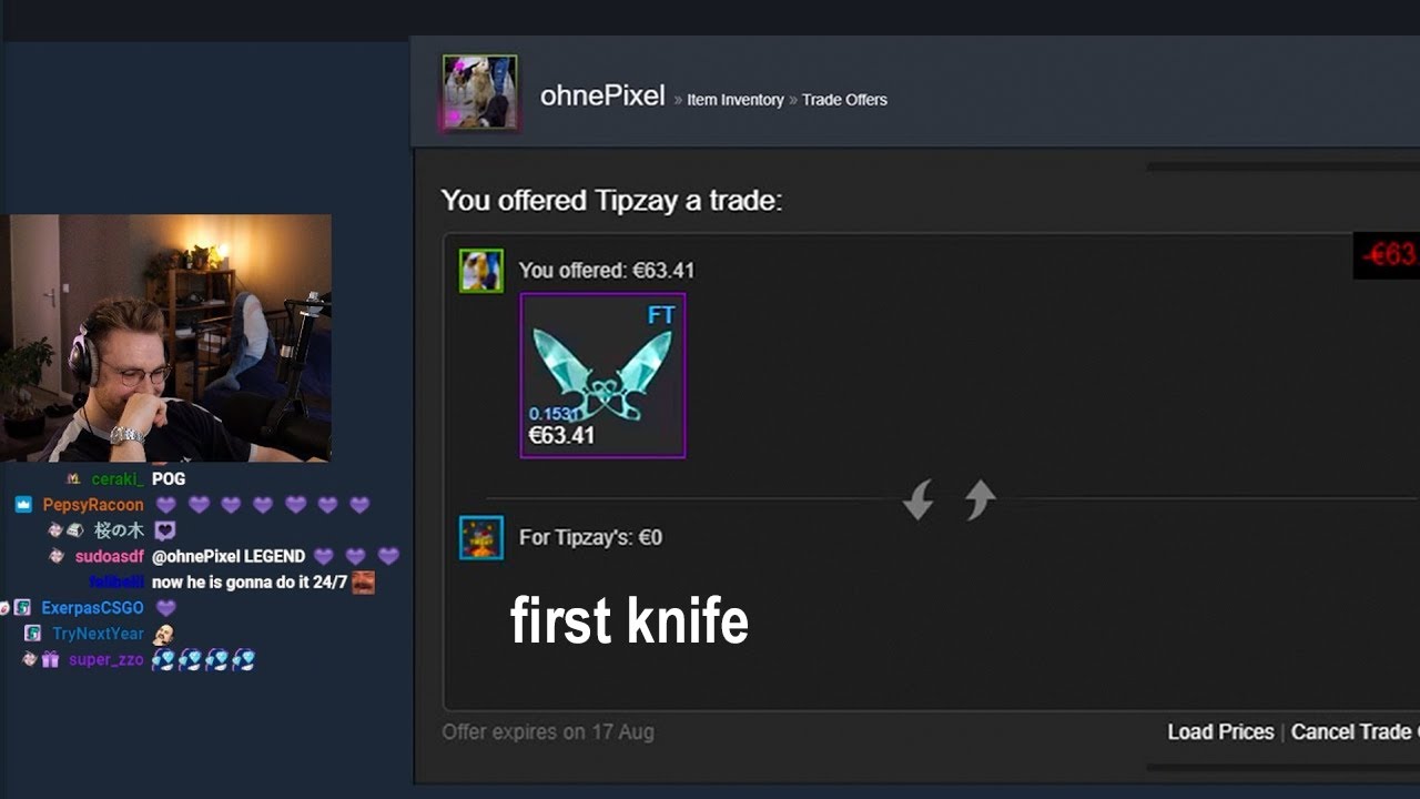 he asked for a $1 skin but we gave a knife