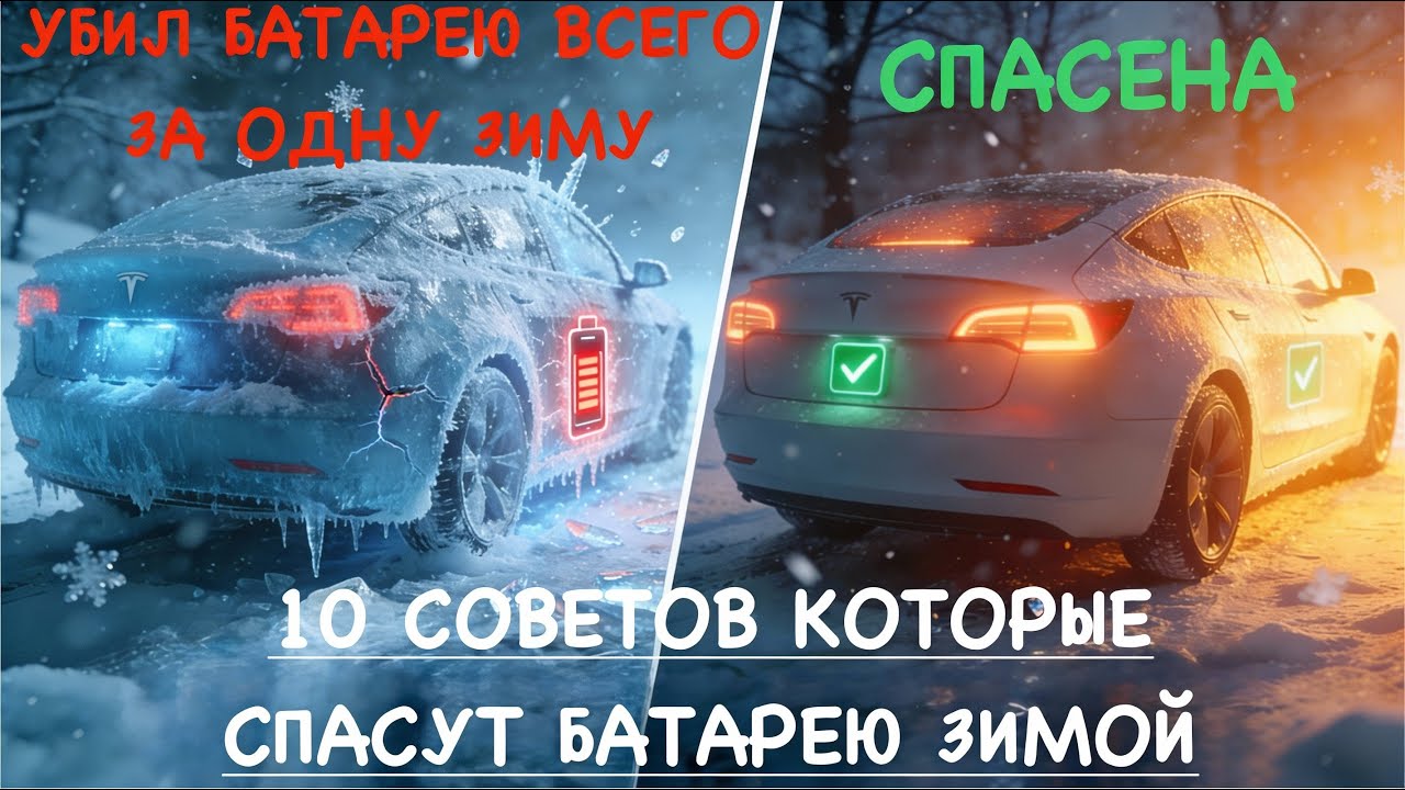 10 СОВЕТОВ чтоб не УБИТЬ БАТАРЕЮ Tesla за 1 ЗИМУ | Должен знать каждый пилот электромобиля 🔥