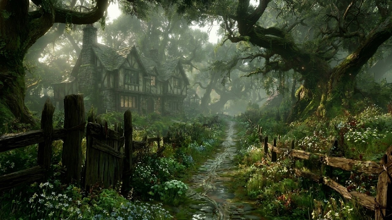 Enchanted Forest Trail | Misty Woodland Ambience & Relaxing Medieval Fantasy Music