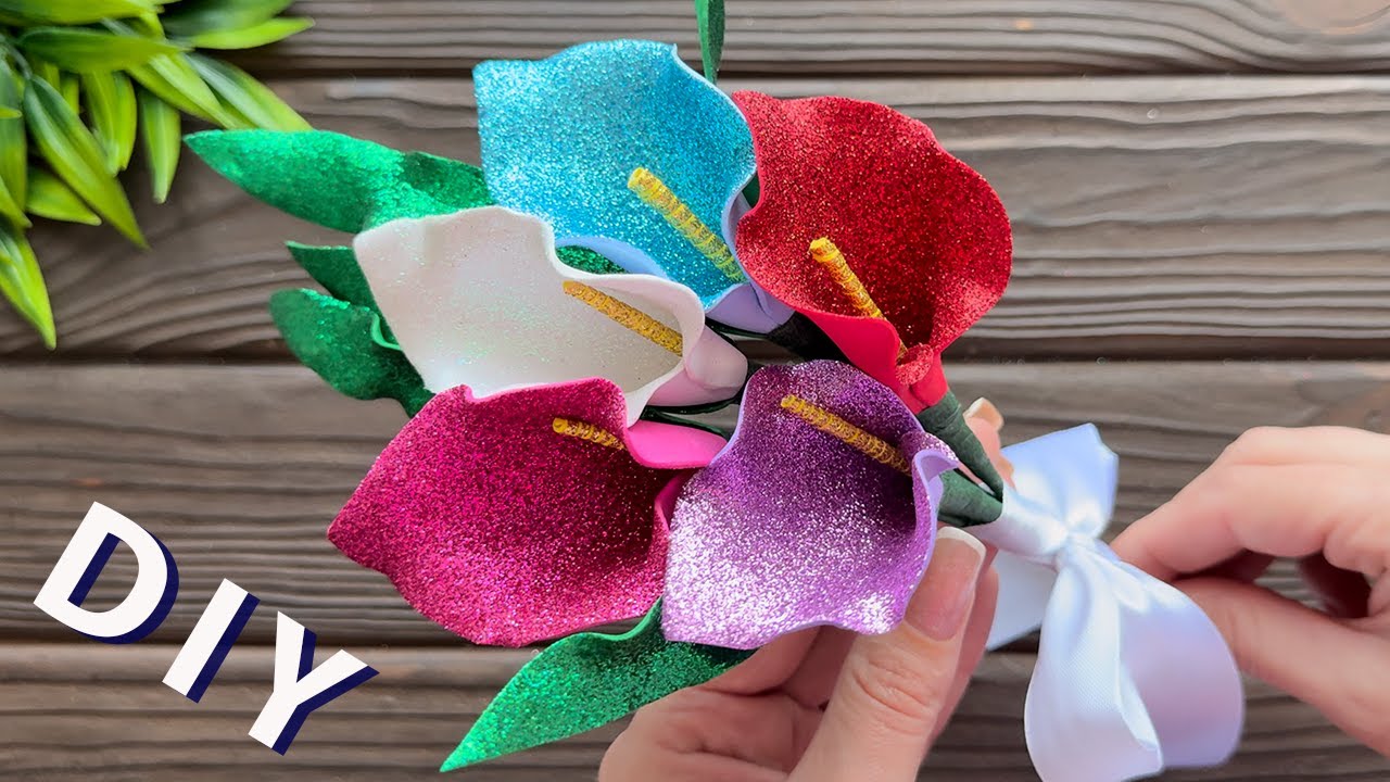 Easy Craft Idea! How to Make Beautiful Lily Foam Flowers Tutorial