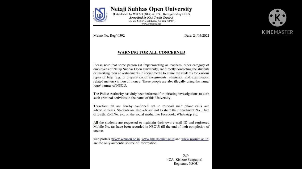 nsou update important notice