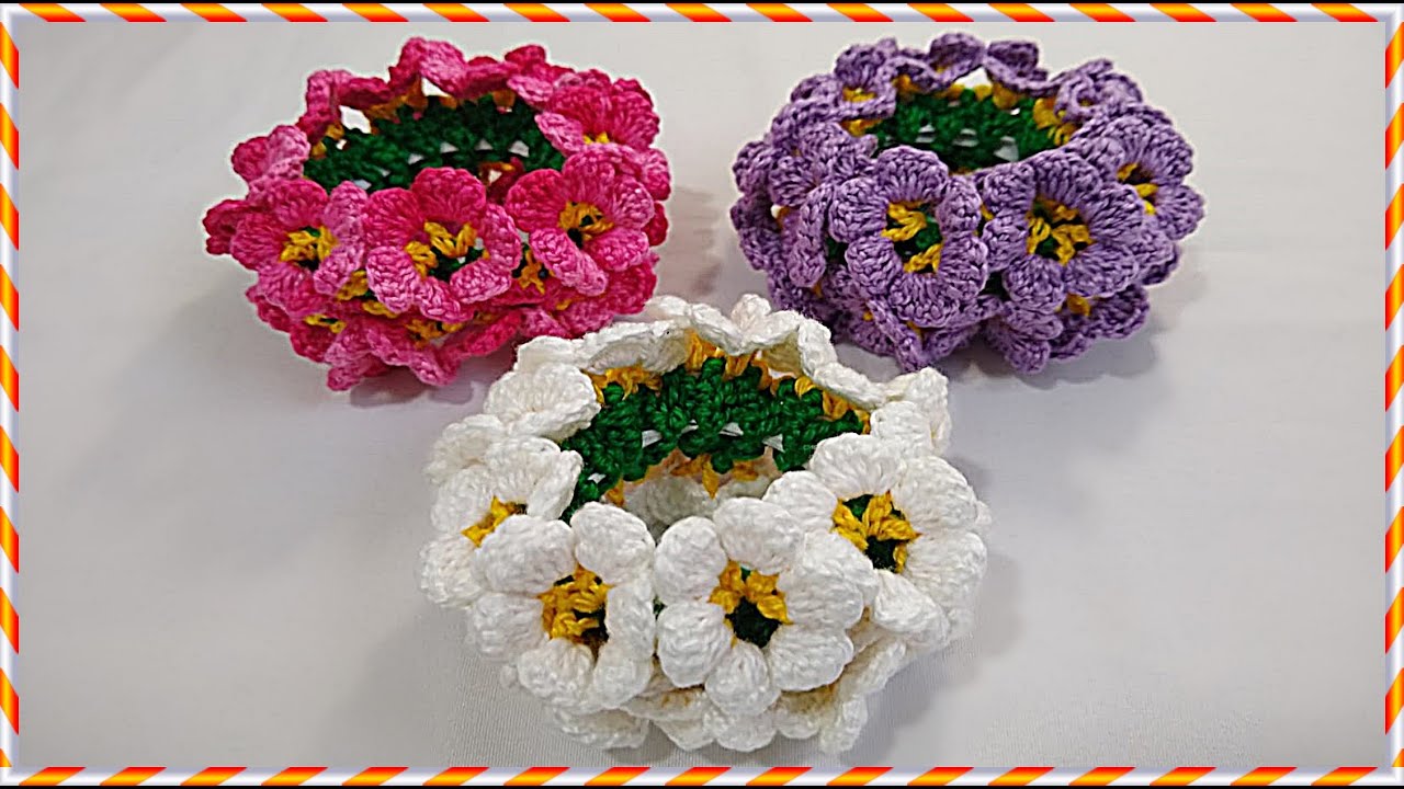 😍 Xuxinha de cabelo para coque em crochê veja o passo a passo! Para o ano novo!!!