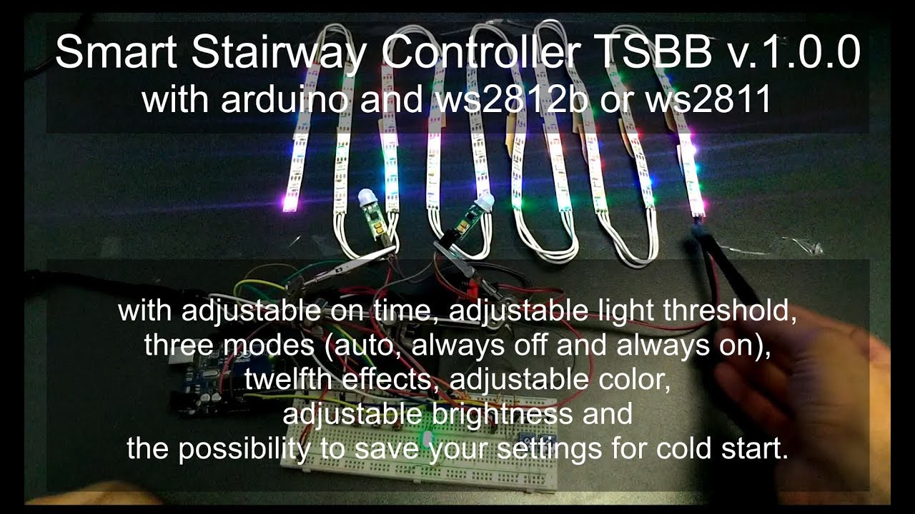 DIY Smart Stairway Controller TSBB v.1.0.0 with arduino and ws2812b or ws2811