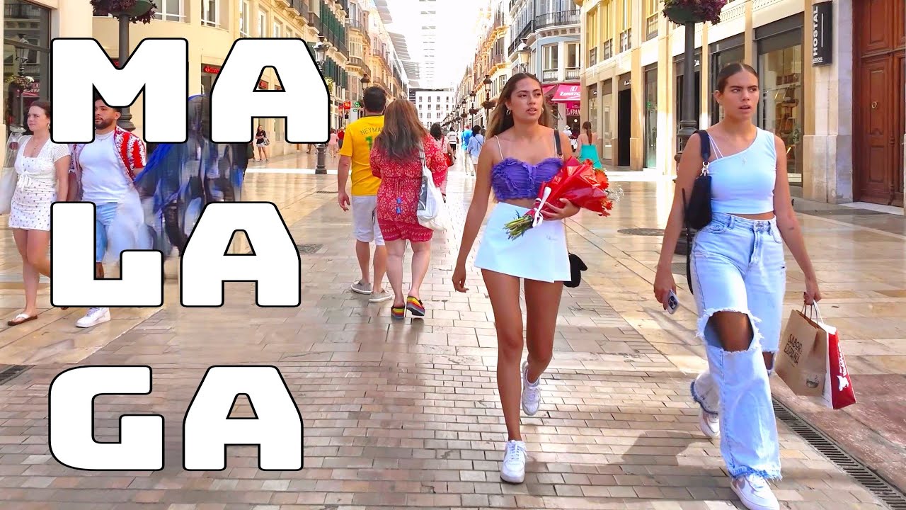 [4K] 🇪🇦 Walking in Malaga City Center, Beach, Promenade, Port ☀️ Spain Hot Summer