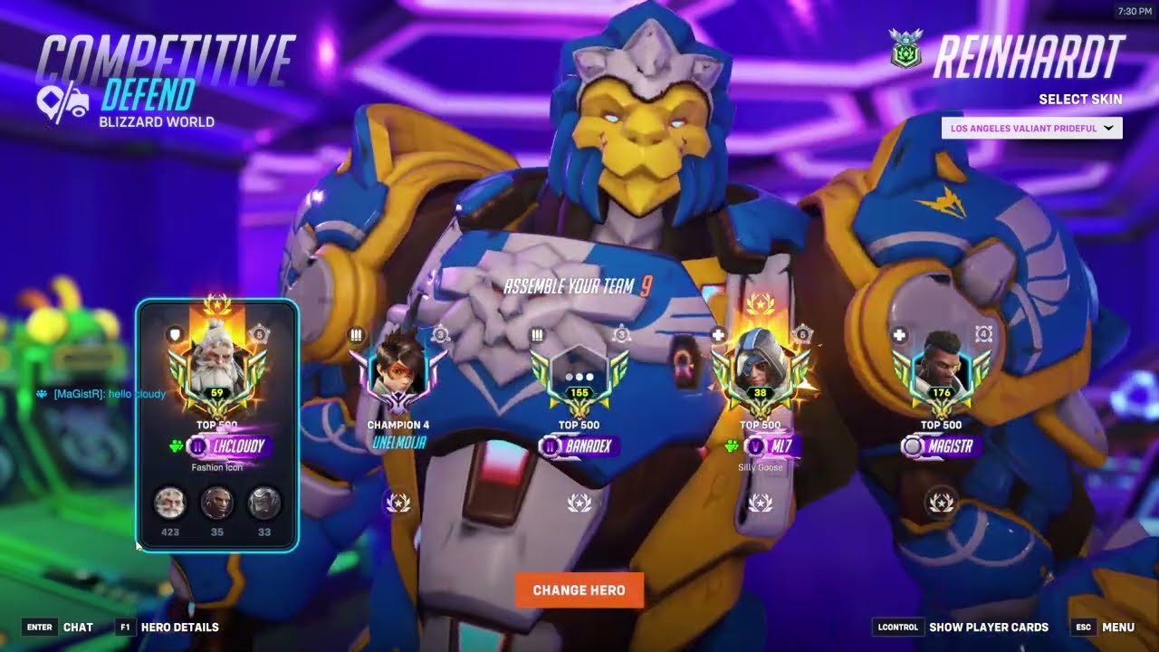 LHCLOUDY + ML7! Геймплей Рейнхардта в Overwatch 2, 19 сезон, топ-500