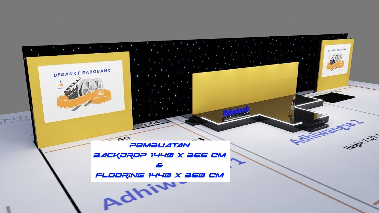 PEMBUATAN PANGGUNG EVENT INDOOR DENGAN BACKDROP DAN WING BACKDROP