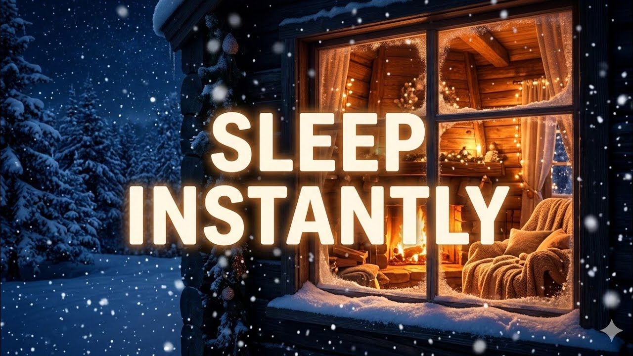 Sleep Instantly in a Snowy Mountain Cabin ❄️ Fireplace & Whispered Winter Night Story