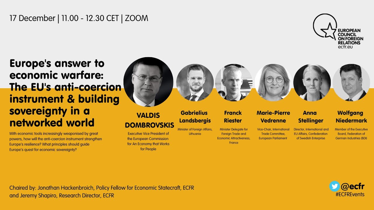 Europe’s answer to economic warfare: The EU’s anti-coercion instrument, with Valdis Dombrovskis