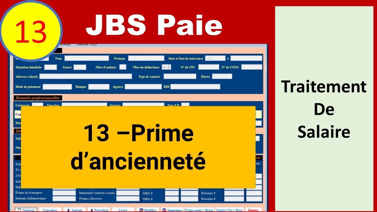 13  - Bulletin de Paie - Prime D'ancienneté