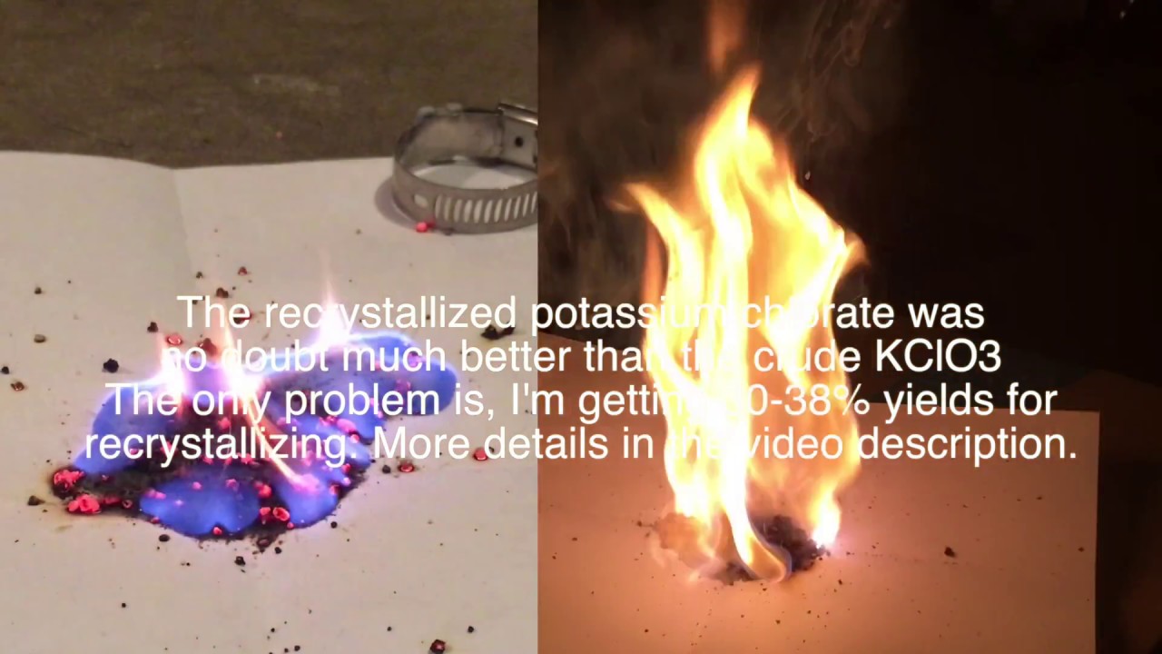KClO3 and Sugar Tests (Homemade Potassium Chlorate + Sugar)