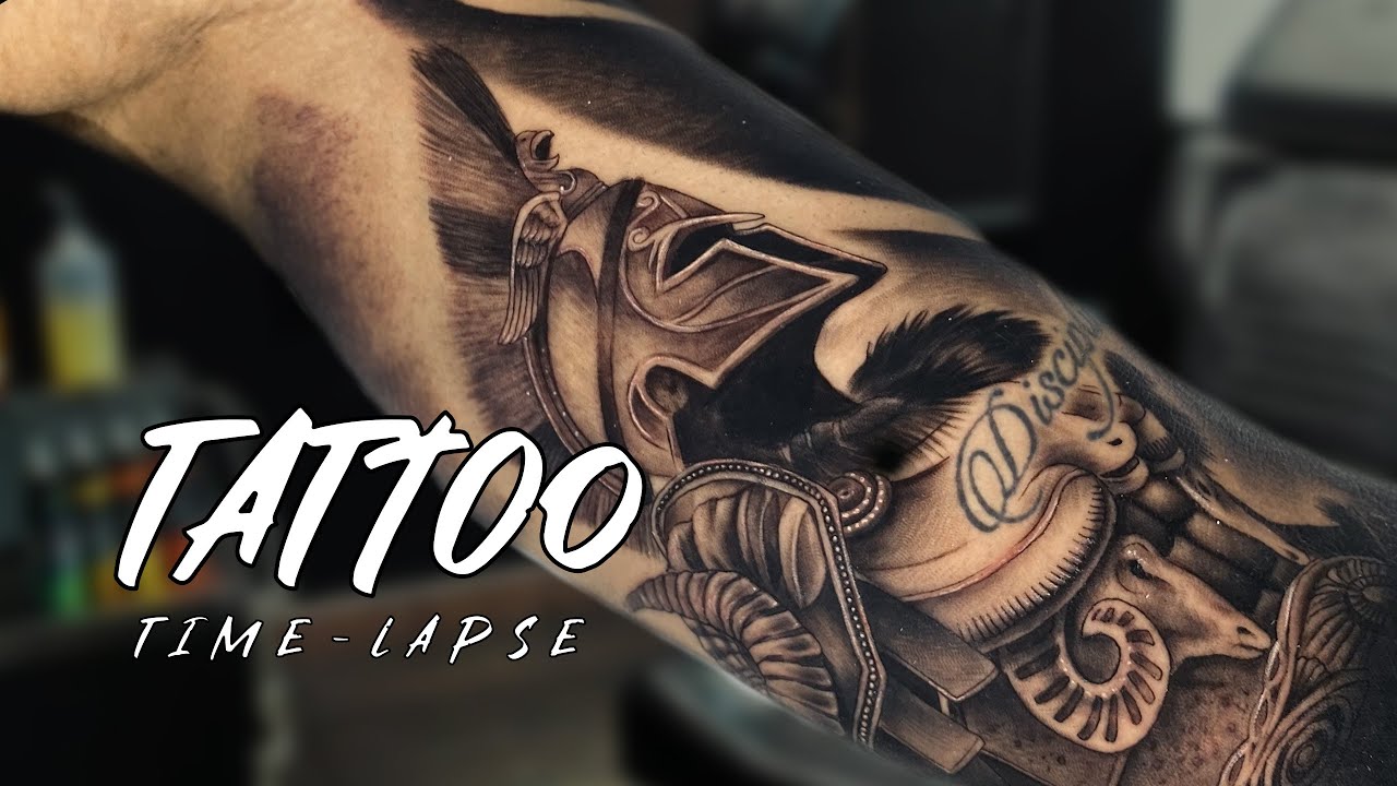 TATUAJE DE ESPARTANO | TATUAJES PARA HOMBRES | TATUAJE DE GUERRERO EN EL BRAZO | TIME-LAPSE TATTOO