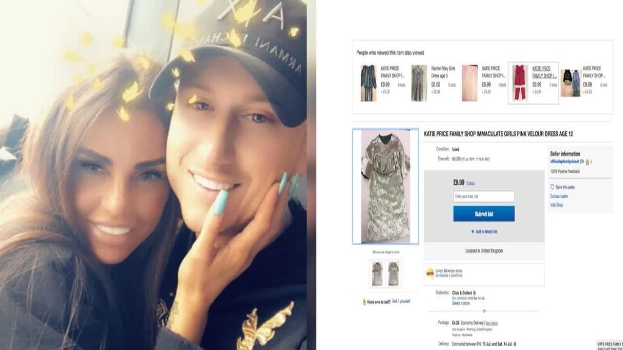 The former glamour model is flogging Princess and Junior's clothes on her official account.