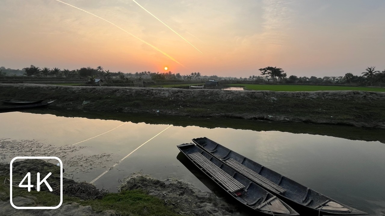 Village Sunset Bangladesh 4K | Peaceful Rural Nature & Golden Hour Evening | Village Vista