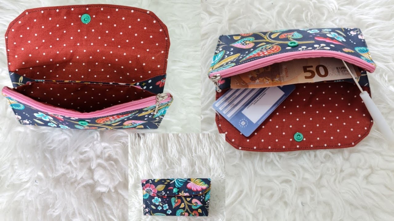 Учебник по шитью бумажника из ткани DIY | Кошелек на молнии | Легкий кошелек своими руками
